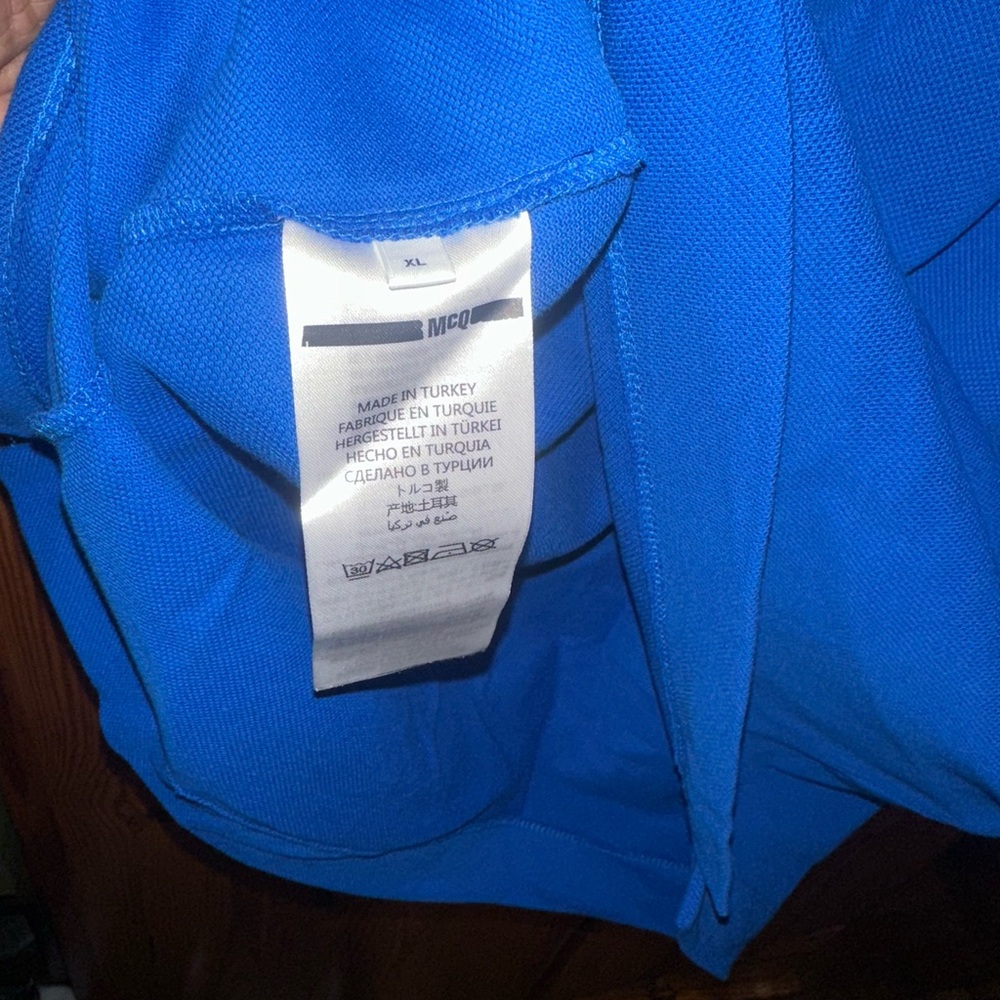 McQ by Alexander McQueen Blue Polo Shirt with Eye Patch - Picture 3 of 3